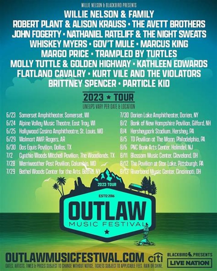 Willie Nelson and Family To Headline The 2022 Outlaw Music Festival Tour With Chris Stapleton, Billy Strings and More